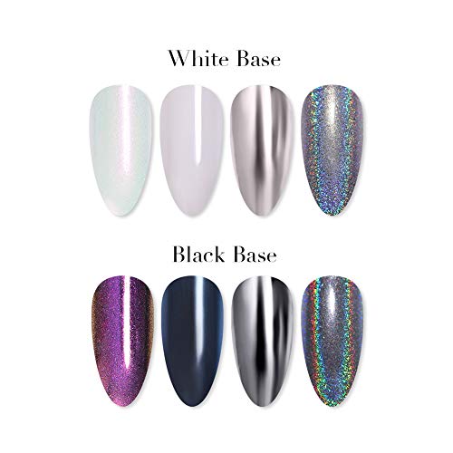 Born Pretty 4 Cajas Nail Art Powder Mirror Holographic Laser Rainbow Neon Unicornio Perla Sirena Pigmento Manicura Glitter Powder