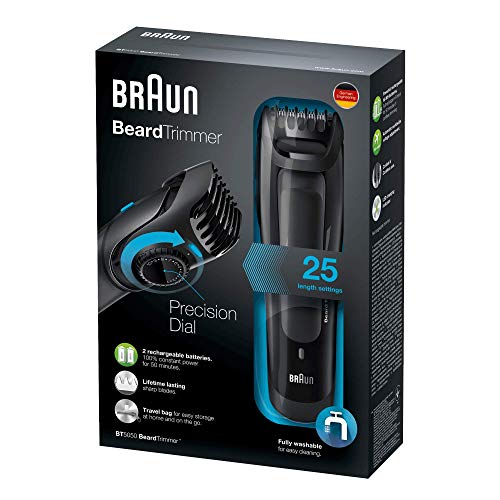 Braun BT5050 - Máquina Cortar Pelo, Recortadora Barba y Cortapelos, Corta Barbas Hombre Recargable de Precisión con Ajustes de Longitud Cada 0.5 mm, Negro