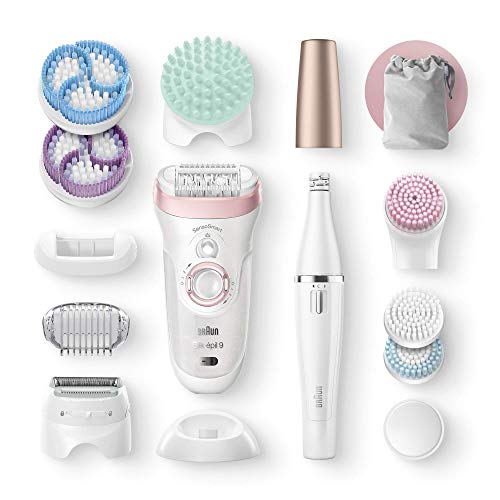 Braun Silk-épil Beauty Set 9 9-995 9 en 1 - Depiladora eléctrica Mujer, Inalámbrica Wet&Dry, Kit de Depilación, Rasuradora, Exfoliación y Limpieza para Rostro y Cuerpo, Blanco/Rosa