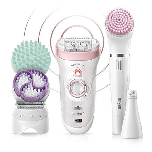 Braun Silk-épil Beauty Set 9 9-995 9 en 1 - Depiladora eléctrica Mujer, Inalámbrica Wet&Dry, Kit de Depilación, Rasuradora, Exfoliación y Limpieza para Rostro y Cuerpo, Blanco/Rosa