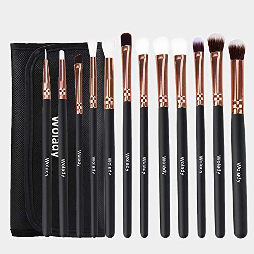 Brochas de Maquillaje de Ojos 12Pcs Wolady Maquillaje Pinceles Profesional Brochas Maquillaje Cejas Cepillo de Labios Delineador Brochas Sombra Pinceles Corrector Brochas Cosméticas Polvos con Bolsa