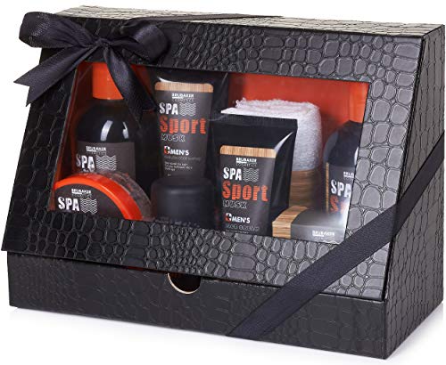 BRUBAKER Cosmetics 'Spa Sport Musc' 8 piezas, set de baño para hombress con toallita en cofre de regalo