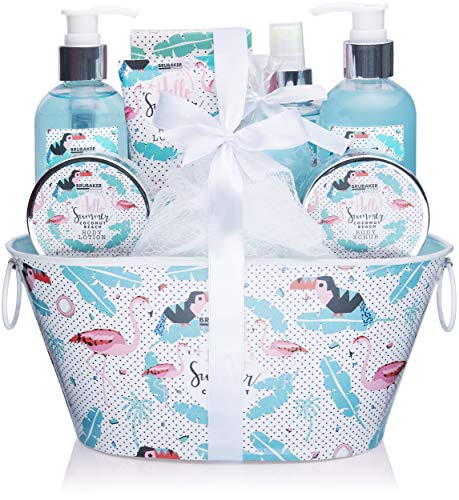 BRUBAKER Set de Baño y Ducha 'Coco playa' - 11 piezas - Set de regalo de belleza en una bañera decorativa