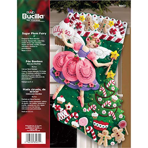 Bucilla Sugar Plum Fairy Calza feltro Applique Kit-18 Lunga