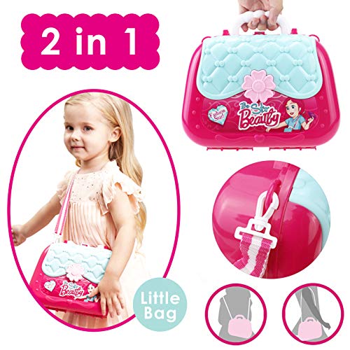 Buyger Maletin Maquillaje Niñas Estuche Belleza Joyería Peluqueria Kit Juguete Accesorios Regalo para Princesa Niñas Infantil 3 4 5 Años