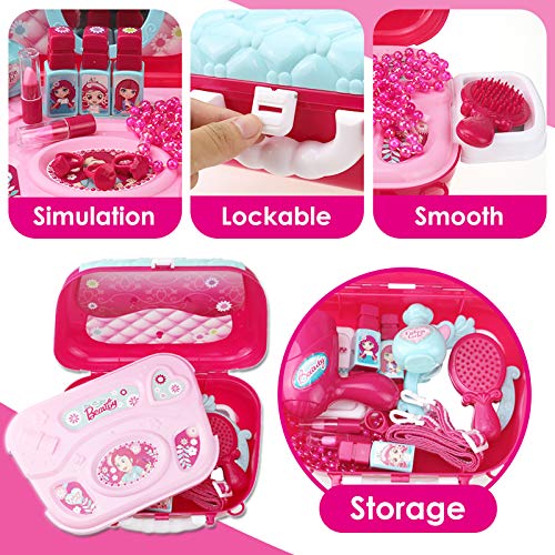 Buyger Maletin Maquillaje Niñas Estuche Belleza Joyería Peluqueria Kit Juguete Accesorios Regalo para Princesa Niñas Infantil 3 4 5 Años