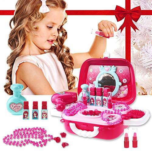 Buyger Maletin Maquillaje Niñas Estuche Belleza Joyería Peluqueria Kit Juguete Accesorios Regalo para Princesa Niñas Infantil 3 4 5 Años