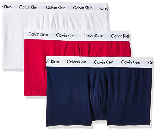 Calvin Klein 3p Low Rise Trunk Bóxer, Multicolor (White/Red/Navy), XL (Pack de 3) para Hombre