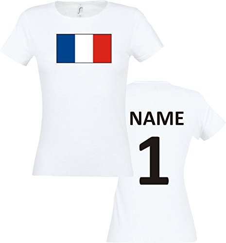 Camiseta de Mujer Francia Camiseta de País con el Nombre Deseado y Número - Blanco, L