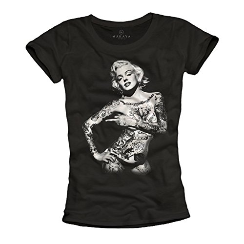 Camiseta Marilyn Monroe Tattoo Pin Up Mujer Negra M