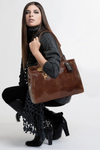 CATWALK COLLECTION - KENSINGTON - Bolso de hombro estilo shopper - Cuero vintage - Grande - Verde