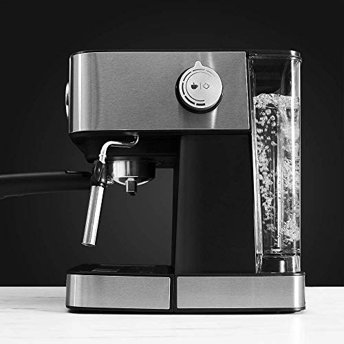Cecotec Power Espresso 20 Professionale Cafetera. 20 Bares, Manómetro, Depósito de 1,5L, Brazo Doble Salida, Vaporizador, Superficie Calientatazas, Acabados en Acero Inoxidable, 850W