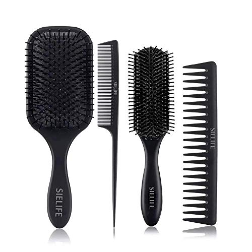 Cepillo de pelo de paleta 4 piezas, Set de cepillos para el cabello Cepillo desenredante Set de peine para hombres y mujeres, peine muy bien sobre el cabello húmedo o seco