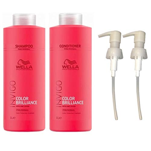 Champú Fine 1000 ml, acondicionador 1000 ml y bombas, de WELLA PROFESSIONAL BRILLIANCE