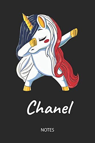 Chanel - Notes: Noms Personnalisé Carnet de notes Journal pour les filles et les femmes. Licorne qui dab aux cheveux aux couleurs du drapeau français. ... anniversaire, cadeau de Noël et de fête.