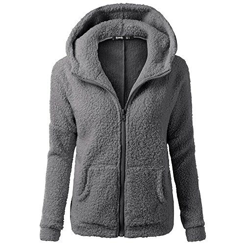 Chaqueta Mujeres de Invierno de Lana Cálida Cremallera Abrigo con Capucha Casual Suéter Abrigo de Algodón Outwear Hoodie riou