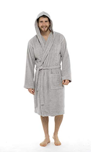 CityComfort Bata de baño para Hombres Bata de algodón 100% Terry Albornoz Albornoz Baño Ideal para Gimnasio Ducha SPA Hotel Bata Tamaño de Vacaciones M/L, L/XL, 2XL, 3XL y 4XL (L/XL, Gris Claro)