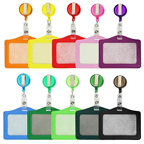 CODIRATO 10 PCS Tarjeta Identificativa, Soporte Para Tarjeta Identificativa con Carrete Retráctil Fundas de Soporte de Tarjeta para Oficina, Exposición y Negocios (Multicolor)