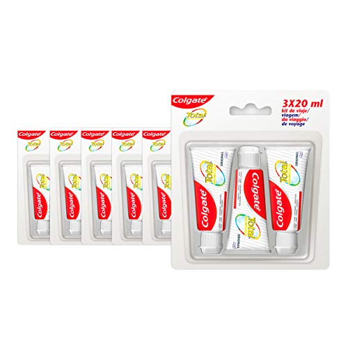 Colgate Total Original, Pasta de dientes para viajes, 12h, Pack 6 uds x 3 ud (20 ml)