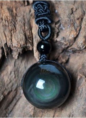 Collar con colgante de obsidiana ojo celeste, ideal como regalo para el Día de la Madre