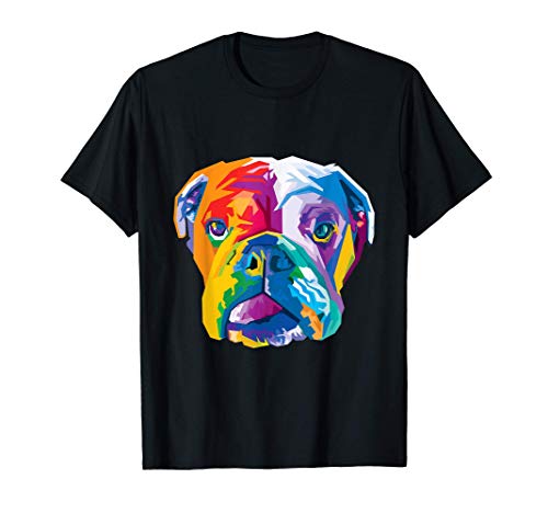 Colorido bulldog inglés Lindo perro geométrico estilo pop ar Camiseta