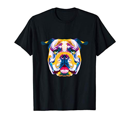 Colorido bulldog inglés Lindo perro geométrico estilo pop ar Camiseta