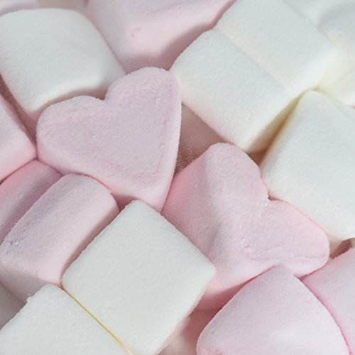 Corazones de malvavisco 1 kg - caramelos suaves para el Día de San Valentín o el Día de la Madre - Marshmallow en los colores rosa y blanco - sin grasa y sin gluten