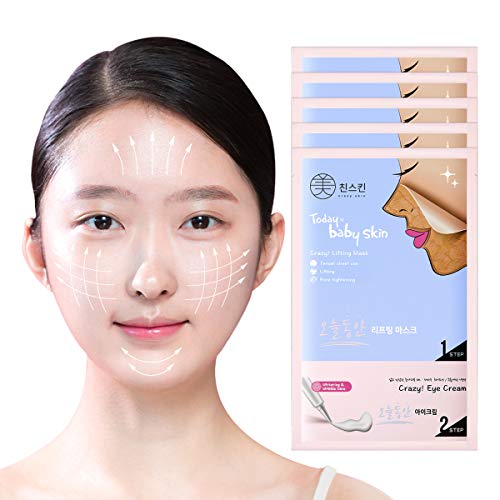 Crazy Skin Korea - Onul Dong An(Today Is Baby Skin) V Lifting Mask With Eye Cream(5 Sheets) Peel-Off, Wash-Off Mask