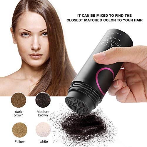 Crecimiento del Cabello Fibras para Pelo Corrector profesional Corrector para adelgazamiento del cabello Aerosol para el cabello con aplicador de spray para la bombapara mujeres y hombres (Negro)