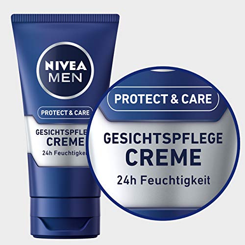 Crema de cuidado facial Nivea Men Protect & Care en paquete de 3 (3 x 75 ml), crema facial calmante para hombres, crema de día hidratante