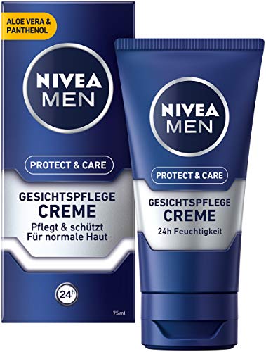 Crema de cuidado facial Nivea Men Protect & Care en paquete de 3 (3 x 75 ml), crema facial calmante para hombres, crema de día hidratante