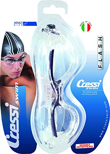 Cressi Flash Swim Goggles Gafas de Natación Premium para Adultos 100% Anti UV, Transparente/Azul Royal, Talla Única