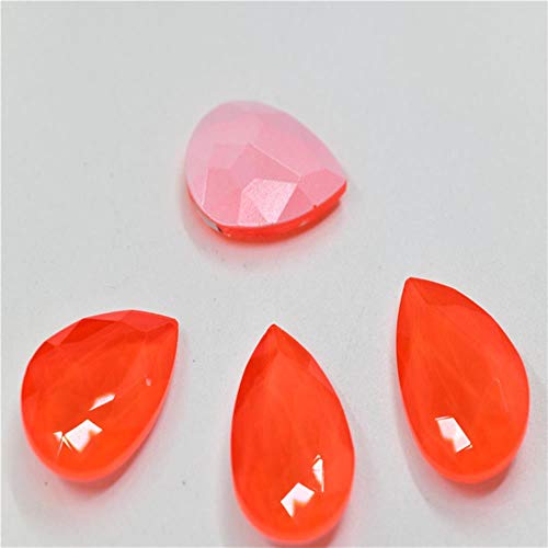 Cristales de diamantes de imitación de neón TearDrop 20x30mm 13x18mm al por mayor para joyería que brillan bajo la luz ultravioleta, naranja, 10x14mm 48 piezas