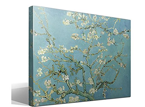 Cuadro Canvas Almendro en Flor de Vincent Willem van Gogh - Ancho: 95cm - Alto: 70cm - Bastidor: 3cm - Imagen alta resolución - Impresión sobre Lienzo de Algodón 100% - Fabricado en España