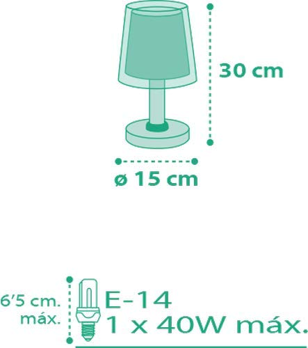 Dalber Lámpara Infantil de mesilla Vichy Azul, 40 W