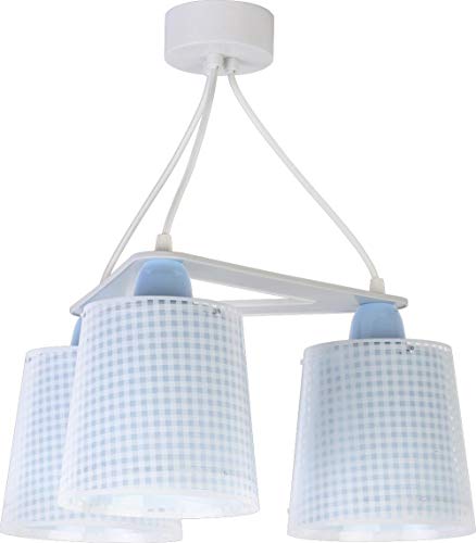 Dalber Lámpara Infantil de techo de 3 luces Vichy Azul, 60 W