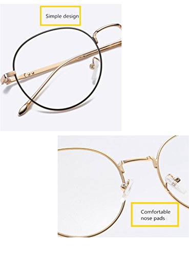 DAUCO Montura Gafas de Aviador para Unisex Hombre y Mujer con Montura de Metal-acero Fino Retro Vintage Lente Transparente Visión Clara