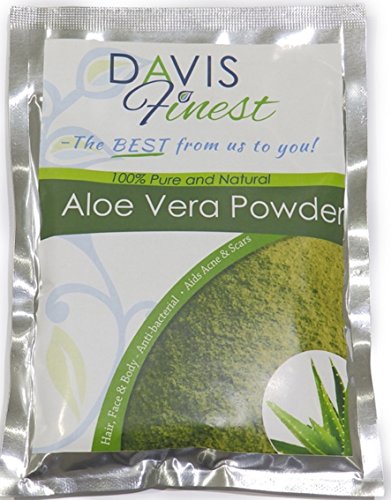 Davis Finest Aloe Vera Powder for Hair Growth & Skin Care - Moisturising, Hydrating, Cooling Face Mask for Dry Skin, Acne, Eczema, Scalp Treatment 100g