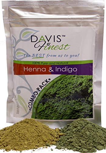 Davis Finest - Tinte para el Cabello, juego de 100 g de polvo de henna y 100 g de polvo de índigo, tinte natural para cabello o barba, marrón/negro, sin PPD