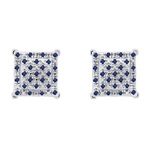 DazzlingRock Collection plata de ley 925 plata de ley redonda Blue Blue Sapphire