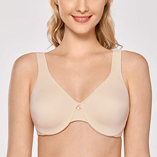 DELIMIRA - Sujetador Reductor Copa Completa con Aros Minimizador para Mujer Beige 100E