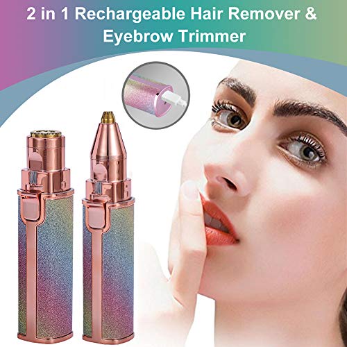 Depiladora Cejas Mujer, Eléctrica Depiladora Cejas, Depiladora de Cejas, Eyebrow Trimmer, Recortador Vello Nariz, 2 en 1 Maquina Depilar Facial USB Recargable Impermeable Portátil sin Dolor Luz LED