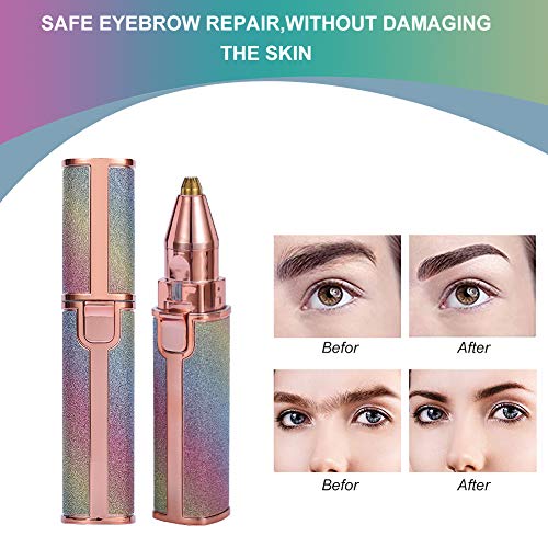 Depiladora Cejas Mujer, Eléctrica Depiladora Cejas, Depiladora de Cejas, Eyebrow Trimmer, Recortador Vello Nariz, 2 en 1 Maquina Depilar Facial USB Recargable Impermeable Portátil sin Dolor Luz LED