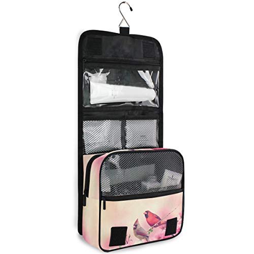 DEZIRO Wash Gargle Bag Masculino Y Femenino Northern Cardinals Patrón Flores Rosa Bolsas Cosméticos con Cremallera de Calidad Bolsas de Maquillaje de Viaje