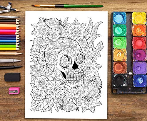 Dia De Los Muertos: Libro De Colorear Para Adultos: Calaveras de azúcar (Día de los Muertos)