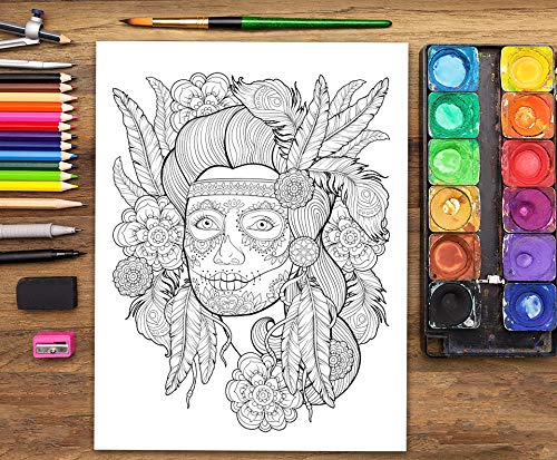 Dia De Los Muertos: Libro De Colorear Para Adultos: Calaveras de azúcar (Día de los Muertos)