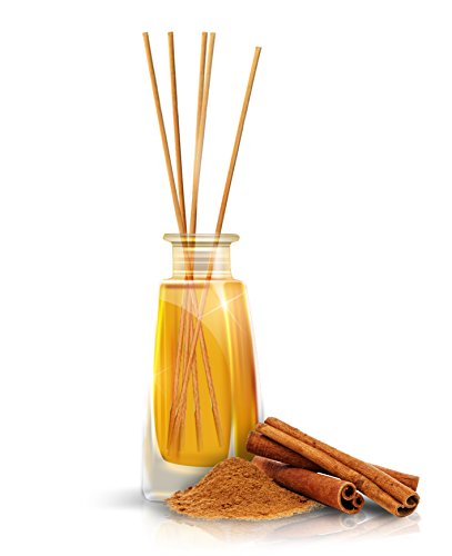 Difusor de Varillas con Aceite Esencial de Canela 100ml - 100% Puro y Natural - Ambiente y Duraderas - 0% Alcohol - Set de Regalo con 8 Varillas de Bambú - para Aromatizar Todos los Ambientes