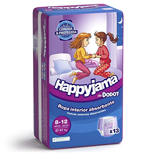 Dodot Happyjama Pañales 8 a 12 años para Niña, Ropa Interior Absorbente, 13 Unidades