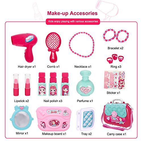 Dreamon Maletin De Belleza y peluqueria Juguete de joyería Set con Accesorios para niñas 3 años