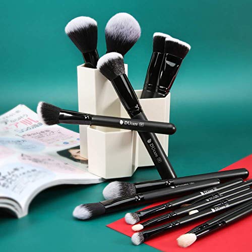 DUcare Brochas de Maquillaje Profesional Negro 27 pcs Maquillaje Profesional Pinceles Premium Synthetic Maquillaje de Ojos, Rubor, Contorno, Corrector, Pinceles Cosméticos